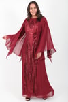 LADIES FIRST Büyük Beden 3160 Bordo Uzun Abiye Elbise