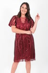 Büyük Beden 3253 Bordo Ara Boy Abiye Elbise