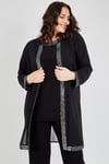 Büyük Beden 3552 Siyah Gümüş Ceket+Bluz+Pantolon Üçlü Takım