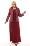 Büyük Beden 3721 Bordo Ceket+Elbise Takım