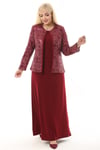Büyük Beden 3721 Bordo Ceket+Elbise Takım