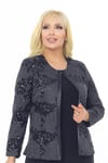 Büyük Beden 3723 Lacivert Ceket+Bluz Takım