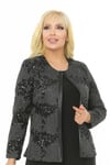 Büyük Beden 3723 Siyah Ceket+Bluz Takım