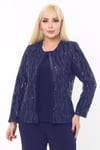 Büyük Beden 3771 Lacivert Ceket+Bluz Takım