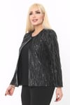 Büyük Beden 3771 Siyah Ceket+Bluz Takım