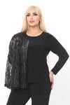 Büyük Beden 3771 Siyah Ceket+Bluz Takım