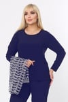 Büyük Beden 3779 Lacivert-Altın Ceket+Bluz Takım