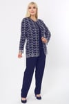 Büyük Beden 3779 Lacivert-Altın Ceket+Bluz Takım