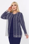 Büyük Beden 3779 Lacivert-Altın Ceket+Bluz Takım