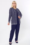 Büyük Beden 3779 Lacivert-Altın Ceket+Bluz Takım