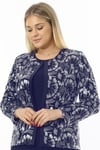 Büyük Beden 3808 Lacivert-Altın Ceket+Bluz Takım