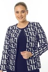Büyük Beden 3839 Lacivert Ceket+Bluz Takım