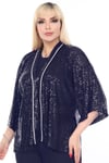 Büyük Beden 3862 Lacivert  Bluz+Bady İkili Takım