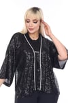  Büyük Beden 3862 Siyah Bluz+Bady İkili Takım