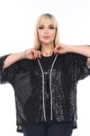  Büyük Beden 3862 Siyah Bluz+Bady İkili Takım