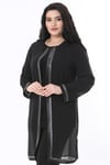 Büyük Beden 3881 Siyah Ceket+Bluz İkili Takım