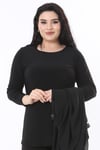 Büyük Beden 3881 Siyah Ceket+Bluz İkili Takım