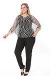  Büyük Beden 3899 Siyah-Gümüş Bluz+Bady İkili Takım