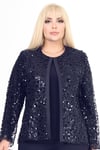 Büyük Beden 3921 Lacivert Ceket+Bluz Takım