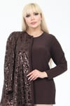 Büyük Beden 3924 Kahve Ceket+Bluz Takım