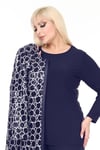 Büyük Beden 3924 Lacivert Ceket+Bluz Takım