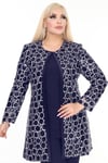 Büyük Beden 3924 Lacivert Ceket+Bluz Takım
