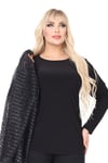 Büyük Beden 3931 Siyah Ceket+Bluz Takım