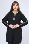 Büyük Beden 3935 Siyah Ceket+Bluz Takım