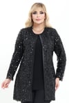Büyük Beden 3957 Siyah Ceket+Bluz Takım