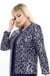 Büyük Beden 3958 Lacivert Ceket+Bluz Takım