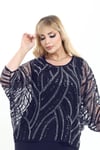  Büyük Beden 4003 Lacivert Bluz+Bady İkili Takım