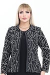 Büyük Beden 4019 Siyah-Gümüş Ceket+Bluz Takım