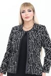 Büyük Beden 4019 Siyah-Gümüş Ceket+Bluz Takım
