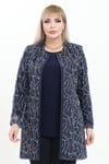 Büyük Beden 4021 Lacivert Ceket+Bluz Takım