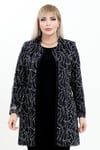 Büyük Beden 4021 Siyah Gümüş Ceket+Bluz Takım