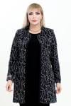 Büyük Beden 4021 Siyah Gümüş Ceket+Bluz Abiye Takım