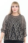  Büyük Beden 4025 Siyah-Altın Bluz+Bady İkili Takım