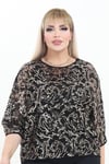  Büyük Beden 4028 Siyah-Altın Bluz+Bady İkili Takım