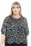  Büyük Beden 4028 Siyah-Gümüş Bluz+Bady İkili Takım