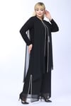 Büyük Beden 4031 Siyah Bluz+Pantolon İkili Takım