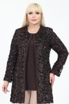 Büyük Beden 4059 Kahve Ceket+Bluz Takım