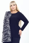 Büyük Beden 4074 Lacivert Ceket+Bluz Takım