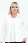 Büyük Beden 4077 Ekru Ceket+Bluz Takım