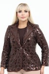 Büyük Beden 4078 Kahve Ceket+Bluz Takım