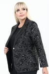 Büyük Beden 4079 Siyah Ceket+Bluz Takım