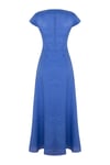 %100 KETEN MAXİ BOY ELBİSE SAX MAVİ