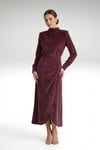 OMUZ PİLİLİ MİDİ ELBİSE BORDO
