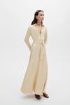SATEN MAXİ ELBİSE KREM