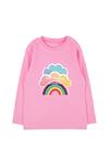 Mavipink 24SS0450 Happy Rainbow Pamuklu Uzun Kol T-Shirt Pembe