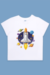 Mavipink 25104013 Erkek Çocuk Uzay Roket Baskılı Kısa Kol T-Shirt